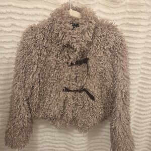 Plastic Island Shag Faux Fur Cropped Jacket Anthropologie Womens Sz MED NWT